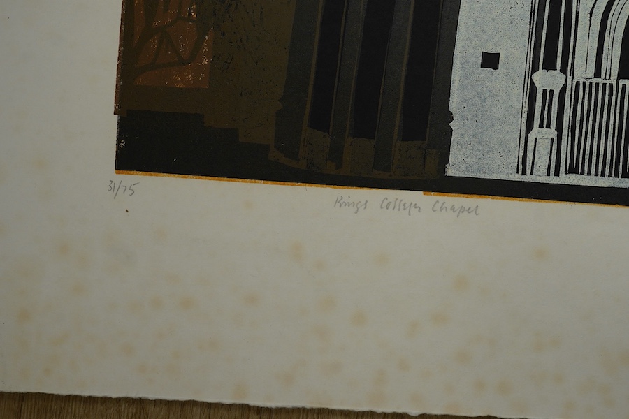 Walter Hoyle (1922-2000), lithograph, ‘Kings College Chapel’, signed in pencil, limited edition 31/75, 87 x 60cm, unframed